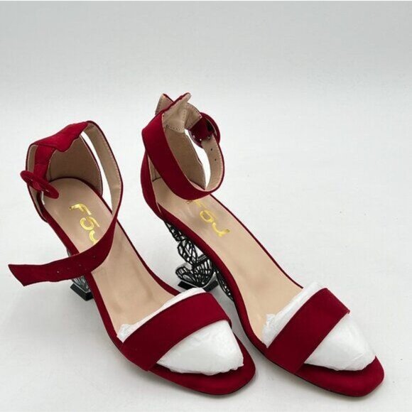 FSJ Women Chic open Toe Butterfly High Heel  Pumps Special Slip On Ankle Strap - Picture 4 of 8